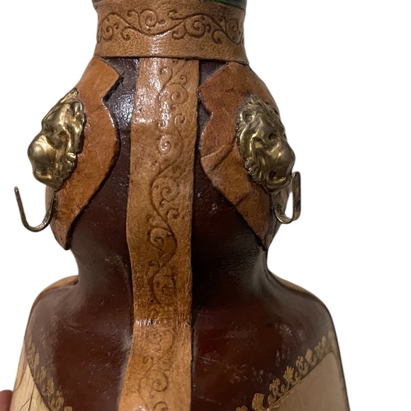Hand Painted & Hand Tooled Modello Depositato Pilla Glass Leather Decanter - Picture 7 of 9